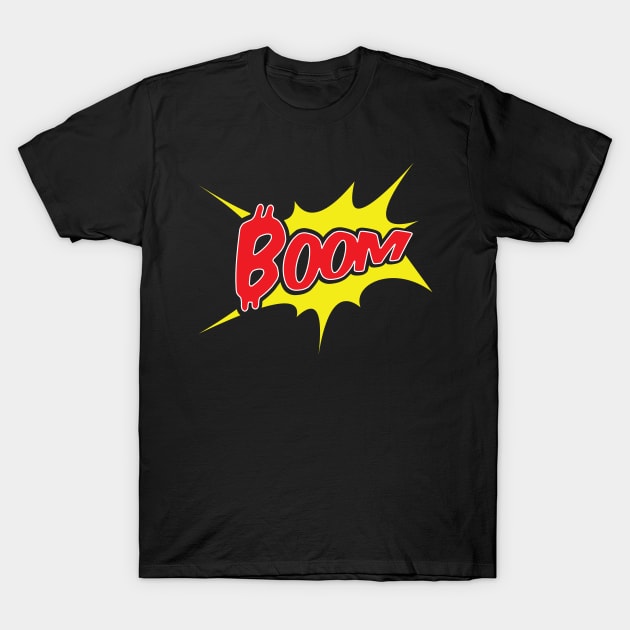 Boom- Bitcoin Funny Comics Style Design T-Shirt by jazzworldquest